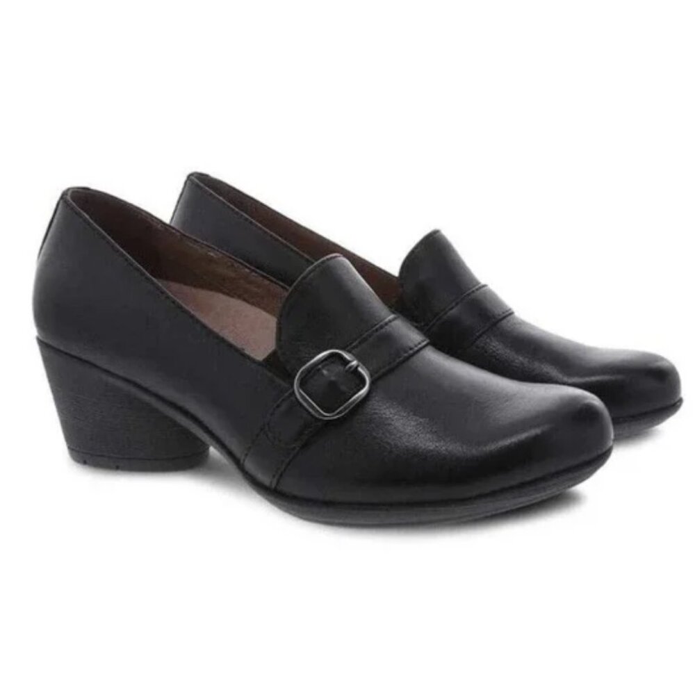 Dansko Rosalie Black Leather Heel Strap Buckle Pump Shoes (Size EU 41)